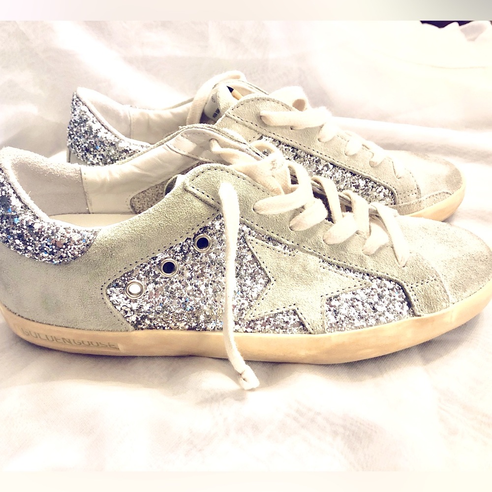 PRICE DROP Golden Goose Super-star sneakers silver glitter-super cute!!
